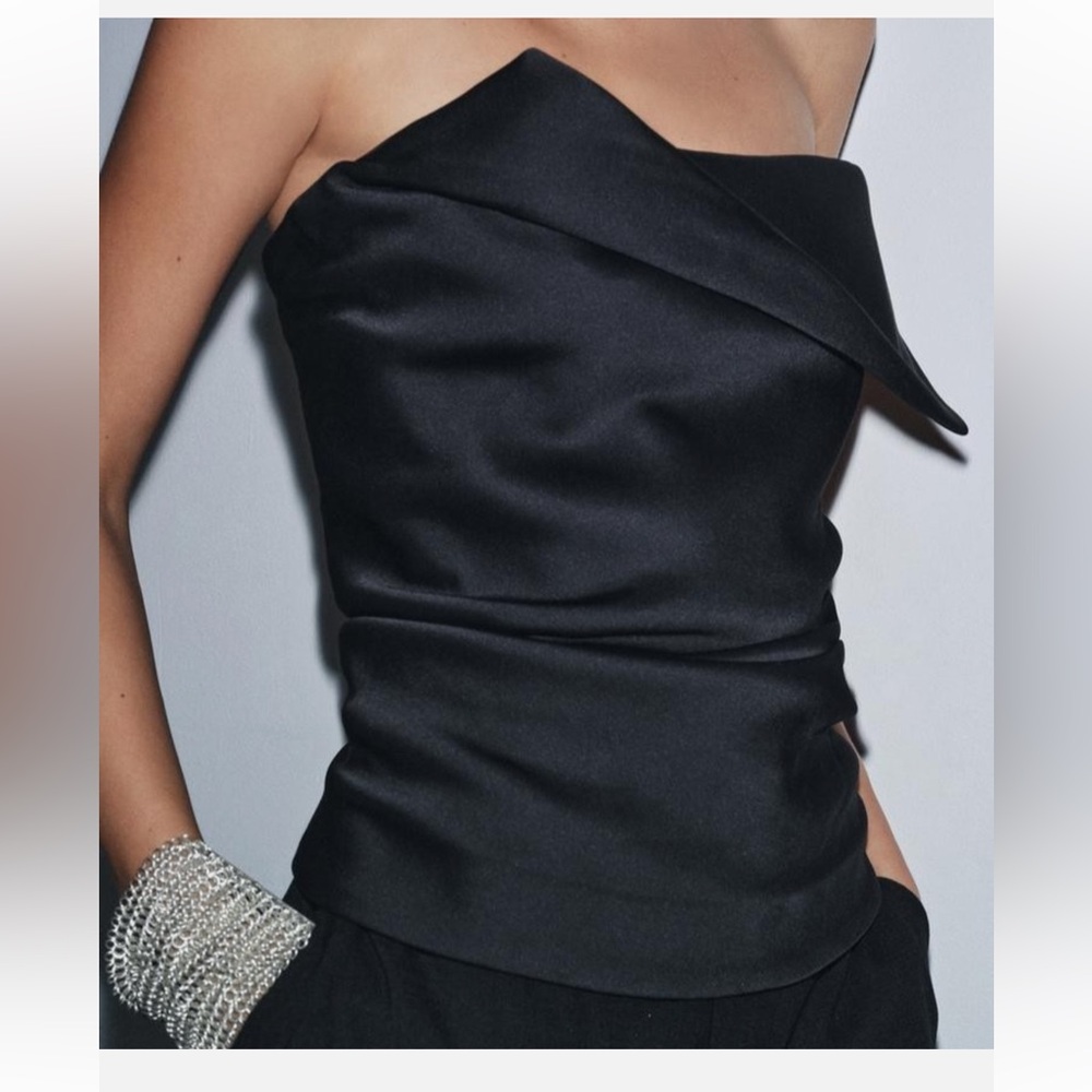 Zara limited edition bandeau Black Satin Top